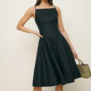 Reformation Clarabelle Linen Dress in Black size 4 NEW WITH TAGS